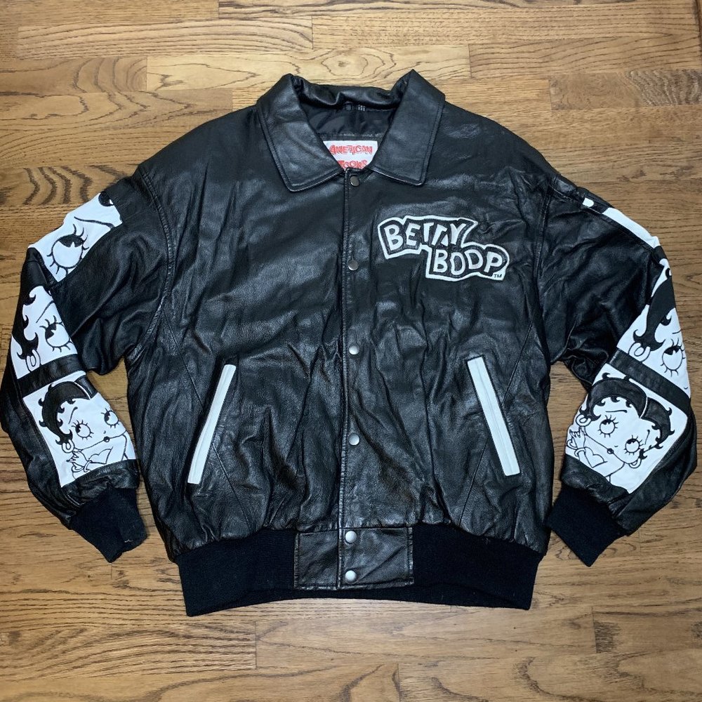 Vintage Betty Boop American Toons Adult Leather Jacket Size Large